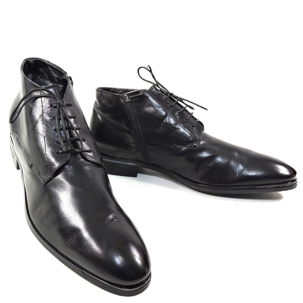 BALDININI 🇮🇹 MEN'S SOFT BLACK LEATHER COMFORT WINTER DRESS BOOTS
